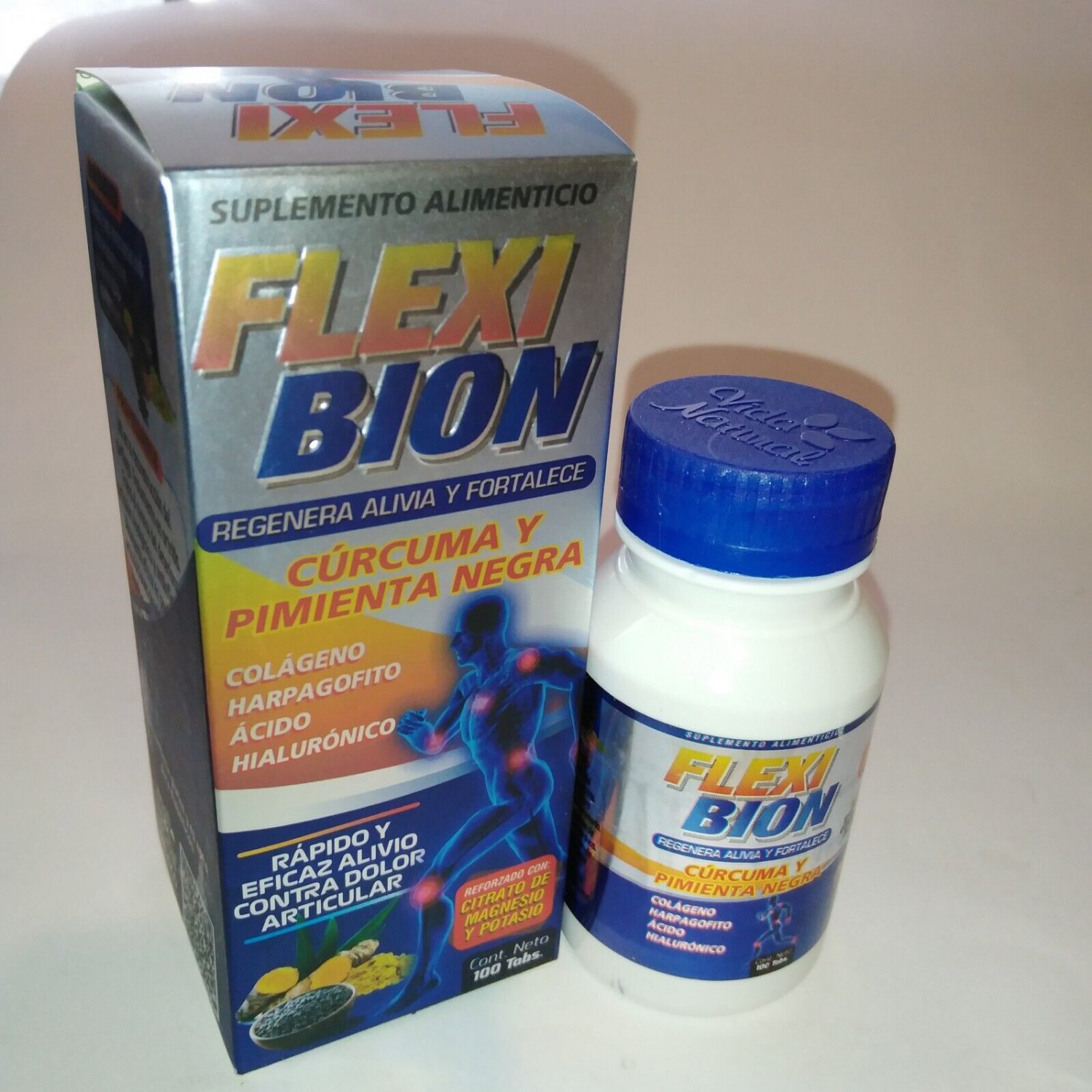 Flexi Bion Capsulas Para Dolor de Huesos, Artritis,, Regenera, Alivia y Fortalece 100 Tabs