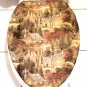 Autumn Cabin Forest Fall Pines Print Fabric ELONGATED Toilet Seat Lid Cover