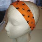 2Pc Black Stars On Orange Halloween Headband for Woman Head Wrap Accessory Hair Band