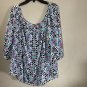 Women&acirc;��s Geometric prints Off Shoulder Top in Black, White ,red & Teal Sz 3X boho