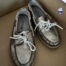 Sperry Women Moccasin Shoes Top-Sider Size 7M Silver Metallic Snakeskin Leather Sperry Women Moccasin Shoes Top-Sider Size 7M Silver Metallic Snakeskin Leather