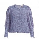 Womens Plus Size 2X Smocked Long Sleeve Leopard Print Blouse Blue & Purple Womens Plus Size 2X Smocked Long Sleeve Leopard Print Blouse Blue & Purple
