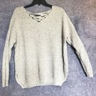 AZ knit Sweater Women's M/L Criss Cross Back Gray V Neck Pullover AZ knit Sweater Women's M/L Criss Cross Back Gray V Neck Pullover
