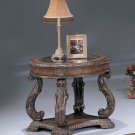Garroway Oval End Table With Glass Inlay Top Brown