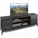 CorLiving Jackson Extra Wide TV Bench in Black Wood Grain Finish for TVs up to