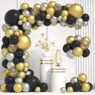 Janinus Black And Gold Balloons Garland Kit 125 Pcs Black Gold Sliver Confetti