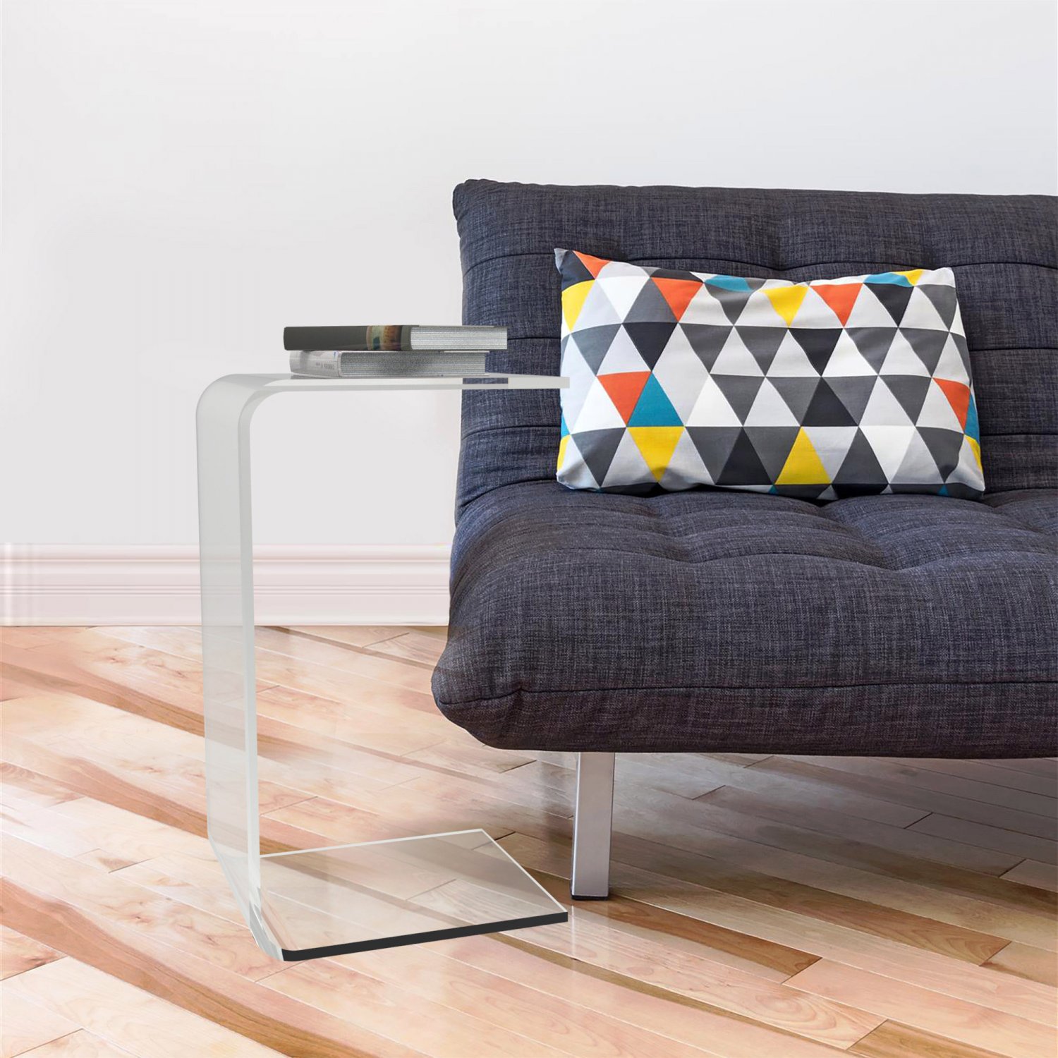Acrylic Side Table-Modern C-Style Vertical End Table or Lap desk