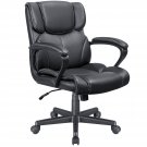 Mid Back Office Desk Chair Pu Leather Executive Chair Adjustable Business Mana