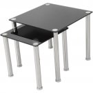 T32-A 2 Nesting Side Tables, End Tables , Black Glass And Chrome