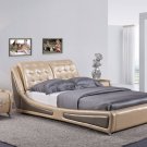 Us Pride Furniture Victoria Leather Platform Bed, Gold,&Nbsp;California King, 