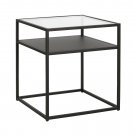 Industrial Side Table With Glass Top With Glass Top