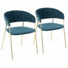 Tania Contemporary-Glam Chair in Gold Metal with Teal Velvet by LumiSource - S