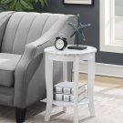 American Heritage Round End Table With Shelf, White Faux Marble/White