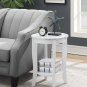 American Heritage Round End Table With Shelf, White Faux Marble/White