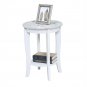 American Heritage Round End Table With Shelf, White Faux Marble/White
