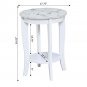 American Heritage Round End Table With Shelf, White Faux Marble/White