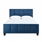 Modern Channel Upholstered Queen Bed In Nile Blue