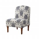 Hawksbill Accent Slipper Chair, Dark Walnut with Blue Tortoise Fabric