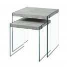 Monarch Nesting Table 2Pcs Set / Grey Cement / Tempered Glass
