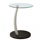 Monarch Accent Table Black / Silver Bentwood W/ Tempered Glass