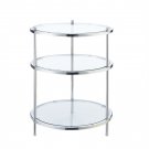 Royal Crest 3-Tier Round End Table, Chrome/Glass