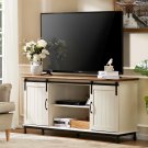 Farmhouse Sliding Barn Door Tv Stand For Tv Up To 65"", Wood Entertainment Cent