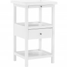 Palmer Farmhouse 3-Tier Single Drawer End Table with Pullout Tray and Shelf, W