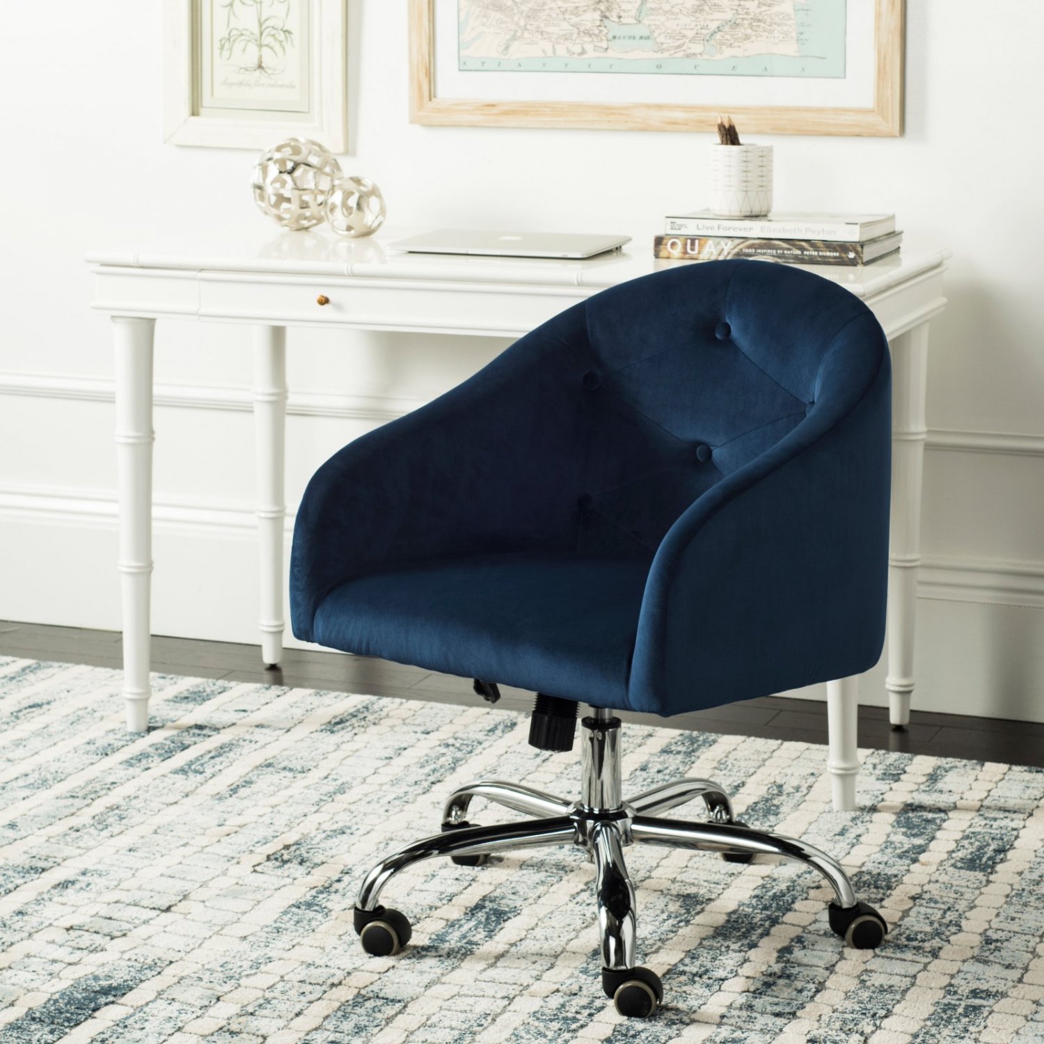 Safavieh Amy Tufted Chrome Leg Swivel Office Chair