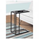 Black Metal Accent Table with Black Tempered Glass Top