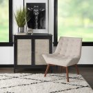 Glenhurst Lounge Chair, Dark Walnut Finish With Beige Fabric