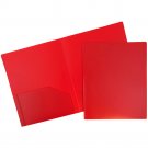 JAM Heavy Duty Plastic Two Pocket Presentation Folders, Red, 108/pack
