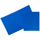 JAM Heavy Duty Plastic Two Pocket Presentation Folders, Blue, 108/pack