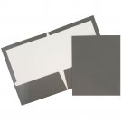 JAM Paper, Glossy Two Pocket School Presentation Folders, Grey, 6/Pack