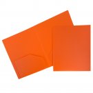 JAM Heavy Duty Plastic Two Pocket Presentation Folders, Orange, 108/pack