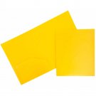 JAM Heavy Duty Plastic Two Pocket Presentation Folders, Yellow, 108/pack