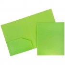 JAM Heavy Duty Plastic Two Pocket Presentation Folders, Lime Green, 108/pack
