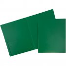 JAM Heavy Duty Plastic Two Pocket Presentation Folders, Solid Green, 108/pack