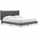 Signature Design by Ashley - Vintasso Metallic Gray Faux Leather Glam King Uph