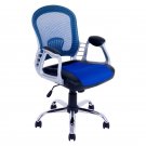 Office Chair in Black Leatherette and Blue Mesh