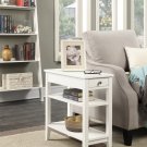 American Heritage 1 Drawer Chairside End Table With Shelves, White