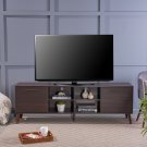 Donald Mid Century Modern Faux Wood Overlay Tv Stand, Dark Walnut