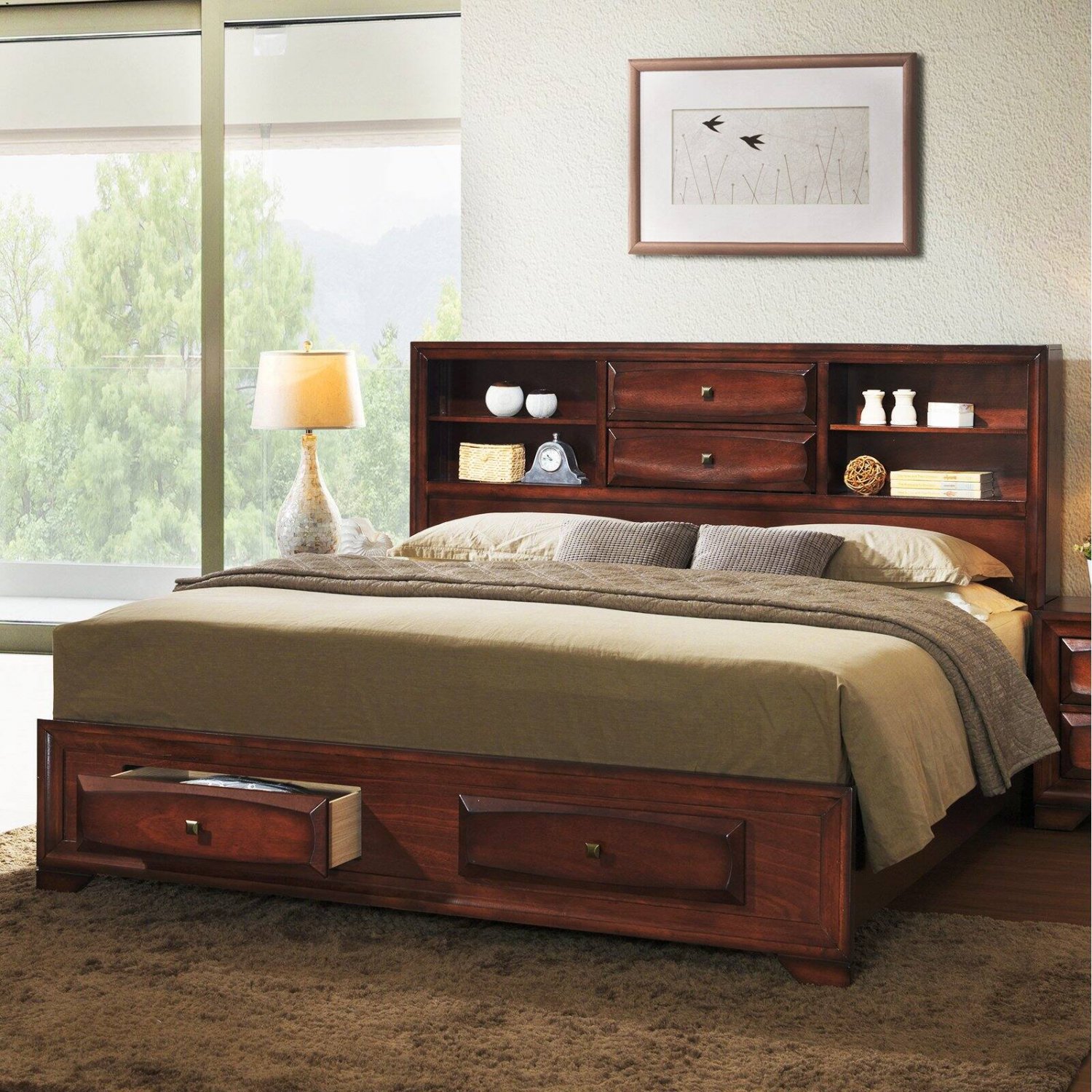 Roundhill Furniture Oakland Asger Storage Platform Bed