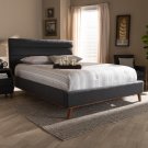 Baxton Studio Erlend Mid-Century Modern Dark Grey Fabric Upholstered Queen Siz