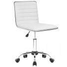 Faux Leather Mid Back Task Chair Swivel Office Desk Chair, White