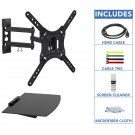 Full Motion Tv Wall Mount With Floating Entertainment Shelf | Articulating, Ti