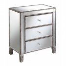 Gold Coast Large 3 Drawer Mirrored End Table, Gray Finish