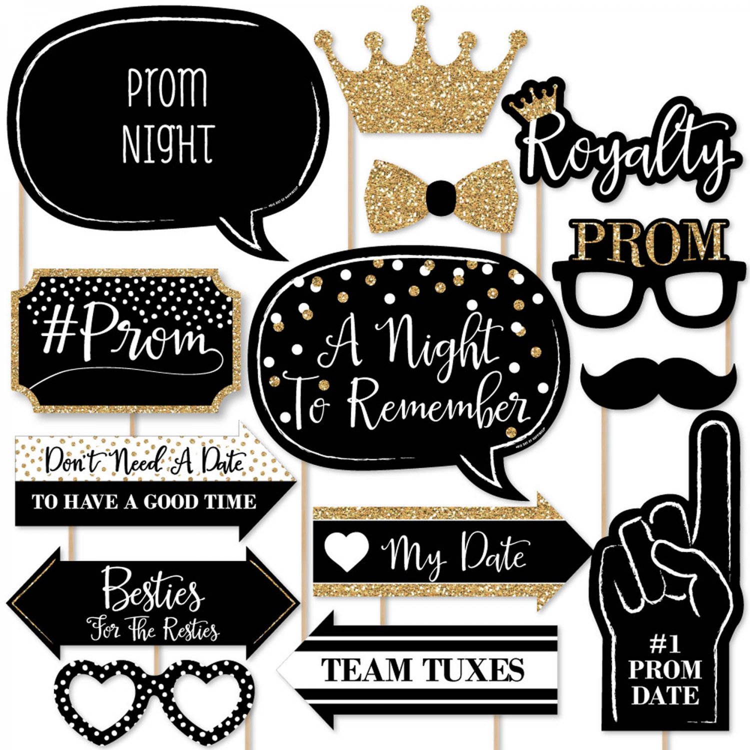 Big Dot of Happiness Prom - Prom Night Photo Booth Props Kit - 20 Count