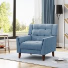 Laiah Mid Century Modern Fabric Tufted Arm Chair, Blue