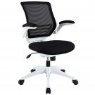 Simple Relax White Base Office Chair With Flip-Up Arms, Black