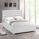Madison King Platform Bed with Upholstered Headboard in White